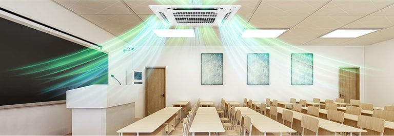 Dual vane cassette provides clean and cool air in offices, shopping malls, school, and kindergartens, and covers up to 142㎡.
