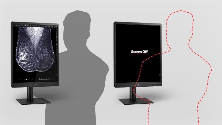 The presence sensor automatically turns off the display when no motion is detected for 5 minutes, contributing to convenient power management.	