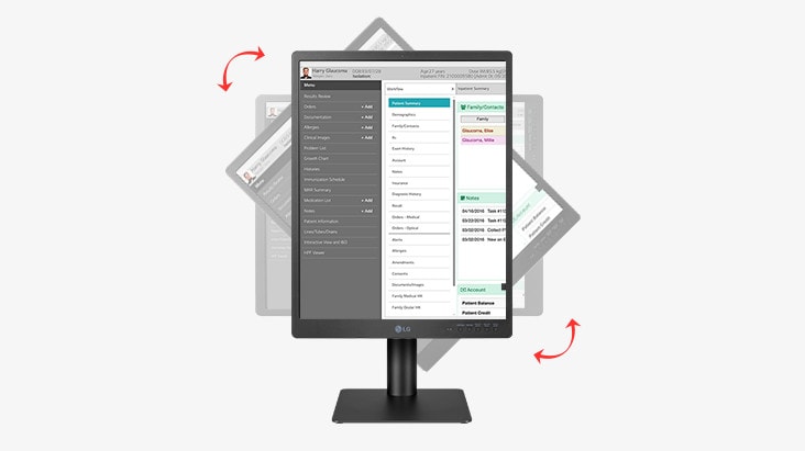 21HQ613D is designed to be adjustable for the posture of users' image review. The ergonomically designed stand allows users to freely adjust the tilt, height, and swivel. It also features a bi-directional auto pivot function for added flexibility.	