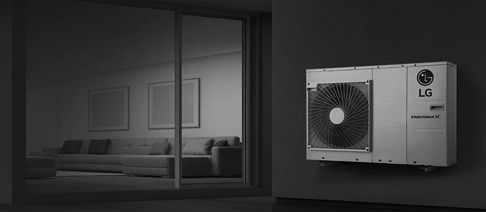 บ้านที่มียูนิตภายนอกอาคารของHeat Pump