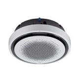 LG Round Cassette featuring black accents, and circular edge vents, is displayed. 