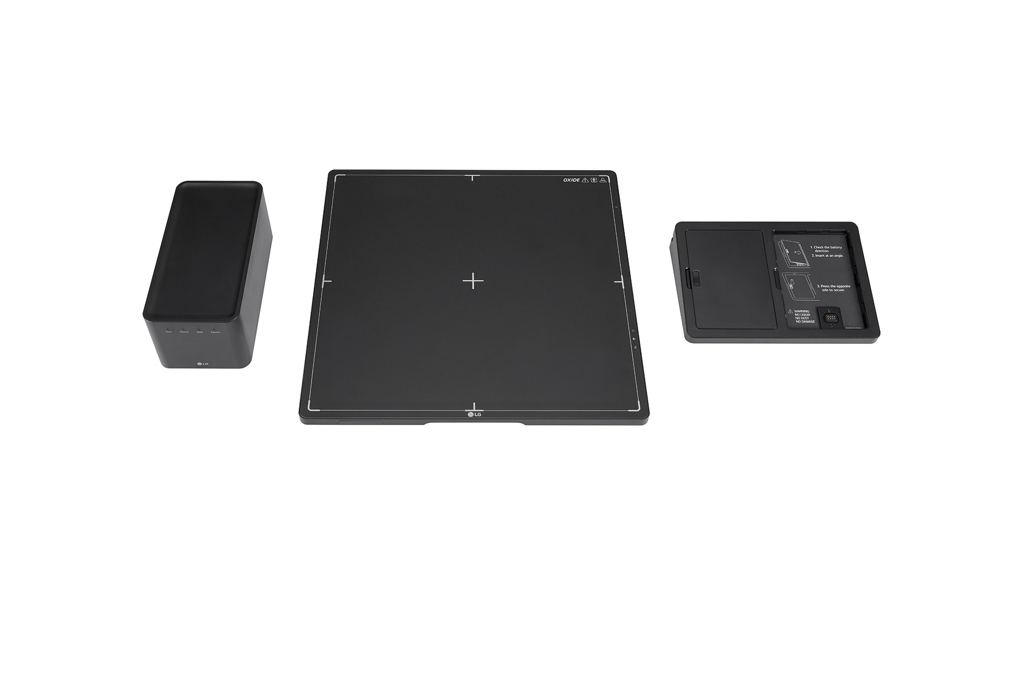 Top View of LG Digital X-ray Detector 17HQ901G with Control Box and Battery Charger