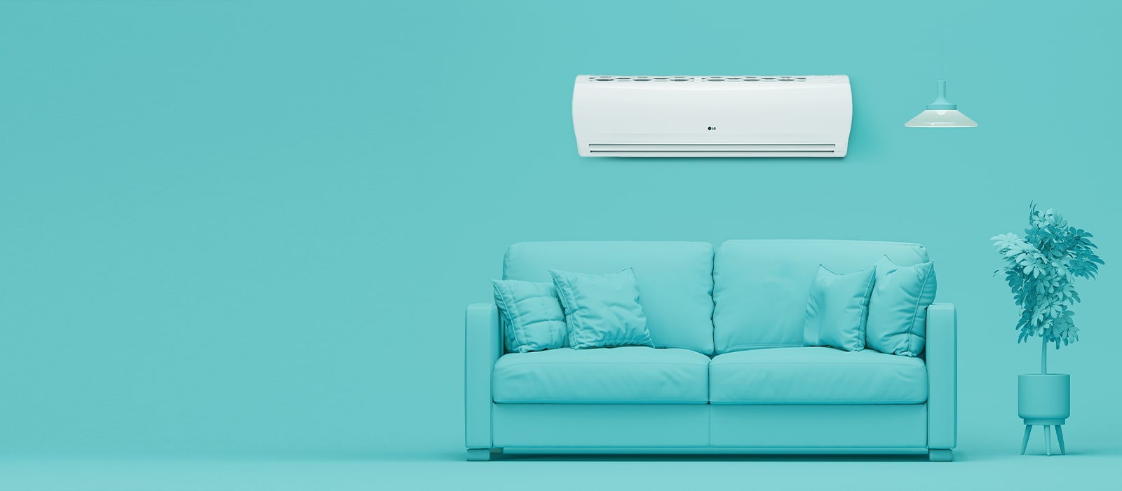 ห้องนั่งเล่นทันสมัยพร้อมเครื่องปรับอากาศ LG