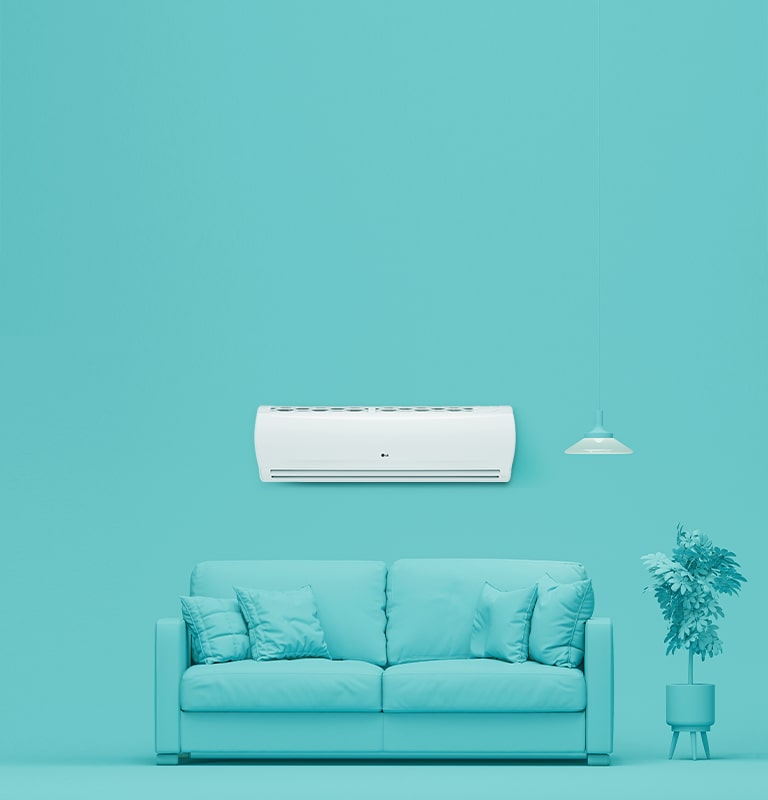 ห้องนั่งเล่นทันสมัยพร้อมเครื่องปรับอากาศ LG
