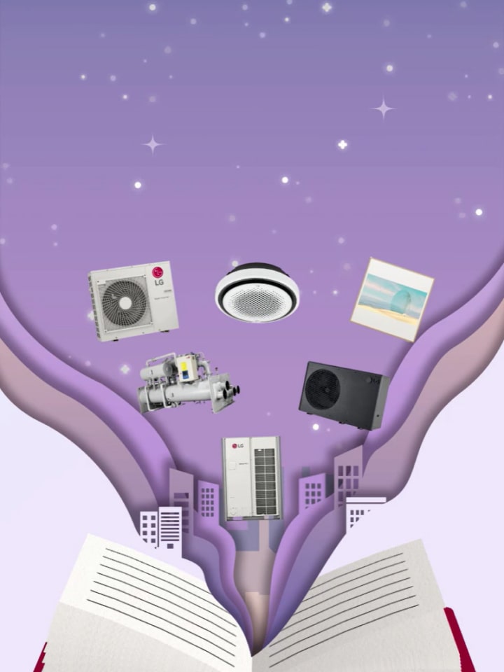 Videoda lg ürünü üzerinde açık mor gradyan arka plan_kitap