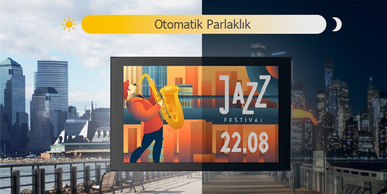 22XE1J ekran, parlaklığını ortam ışığına göre otomatik olarak ayarlayabilir.