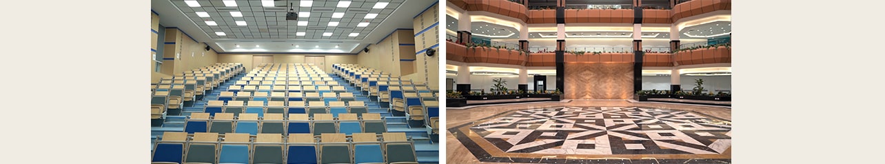 A lecture room in a building and Lobby