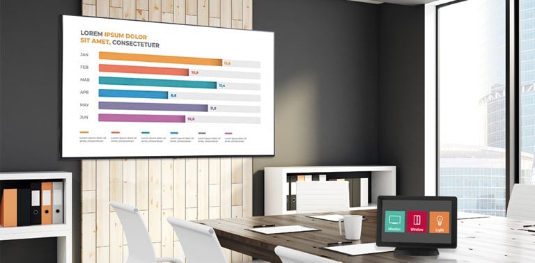 There are one in the meeting rooms with the signage and one of AV control system which helps users control the UL3J series.