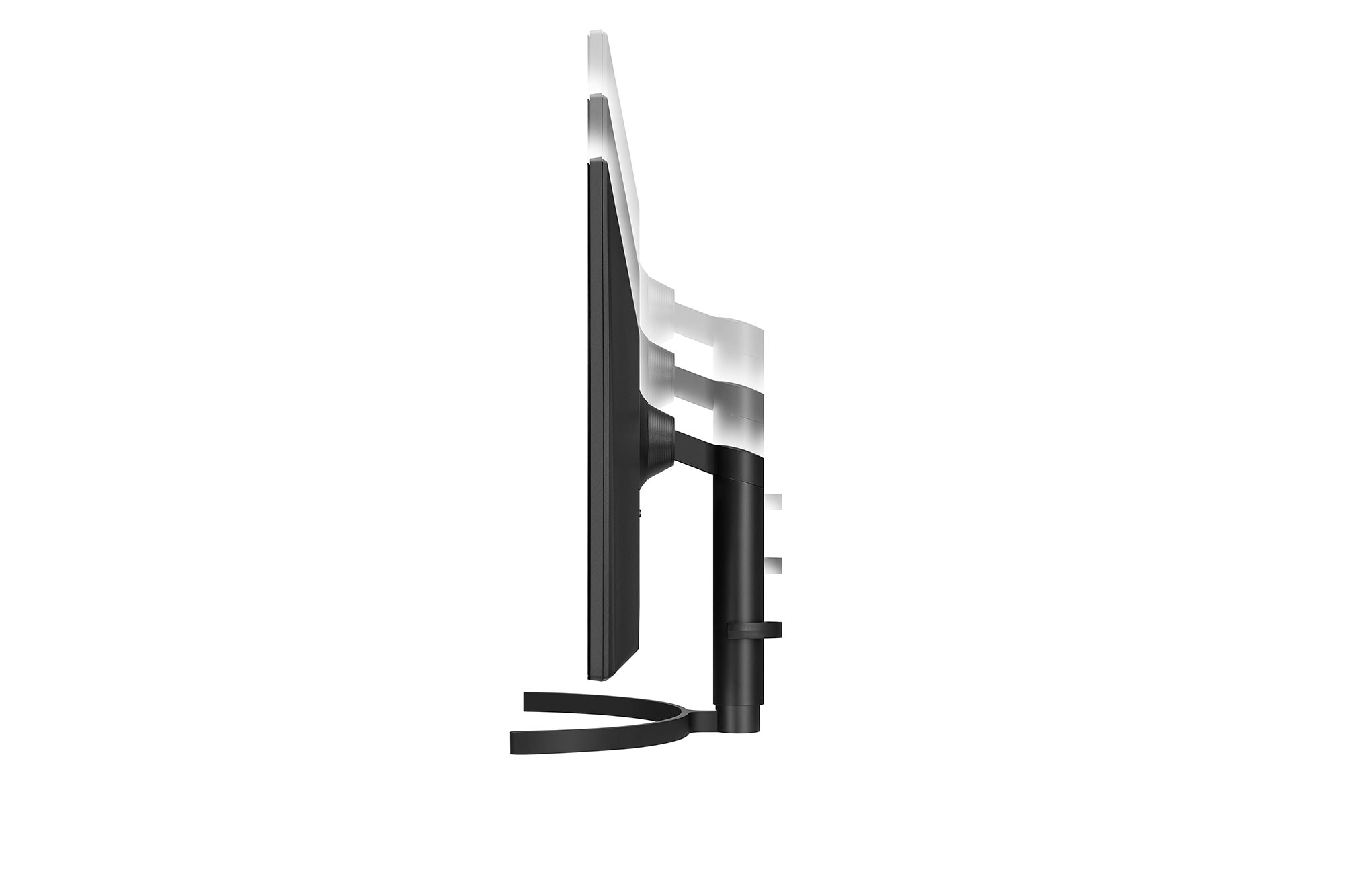 side view of the monitor moving downwards for height adjustment