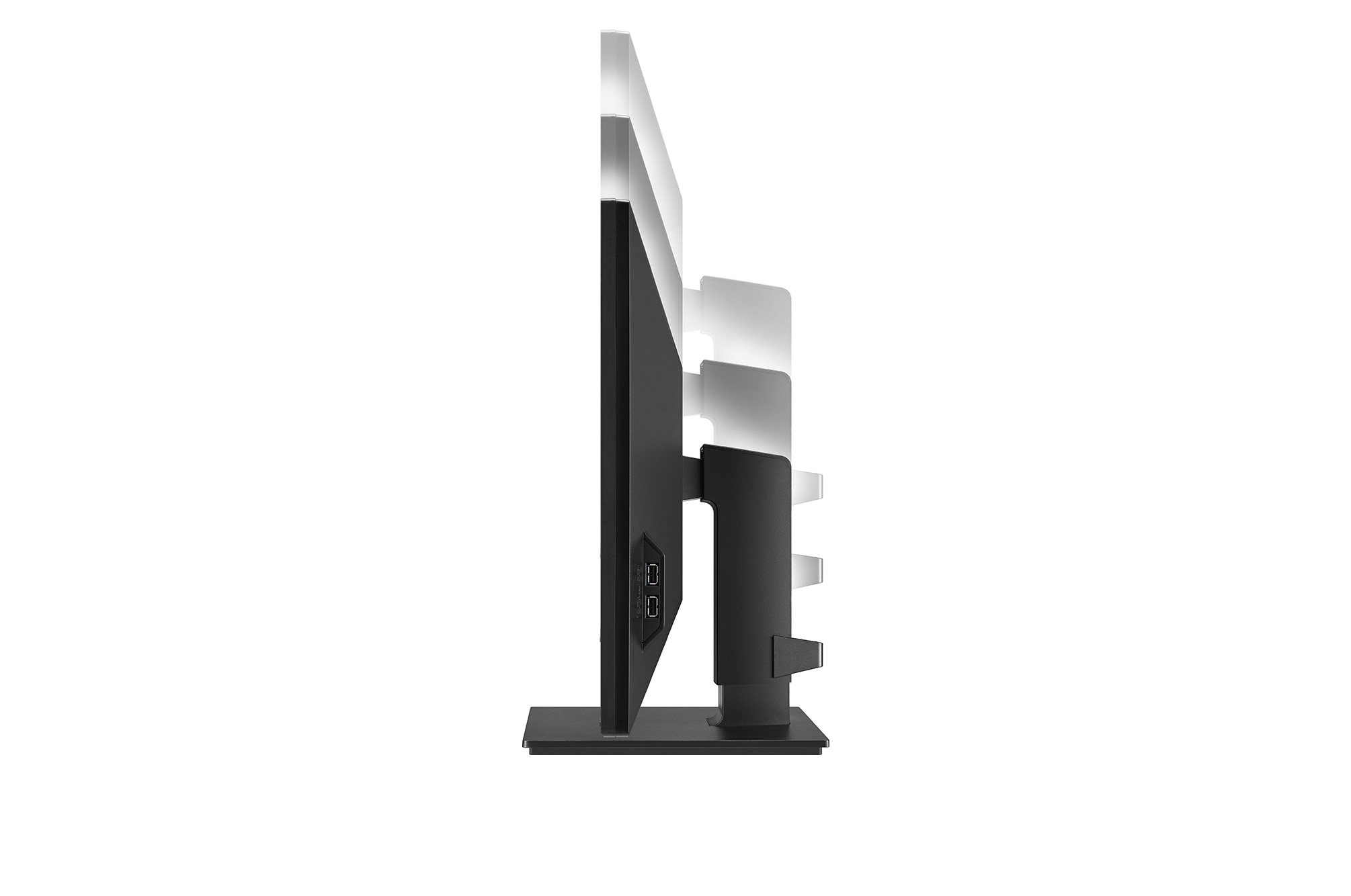 side view of the screen moving downwards for height adjustment