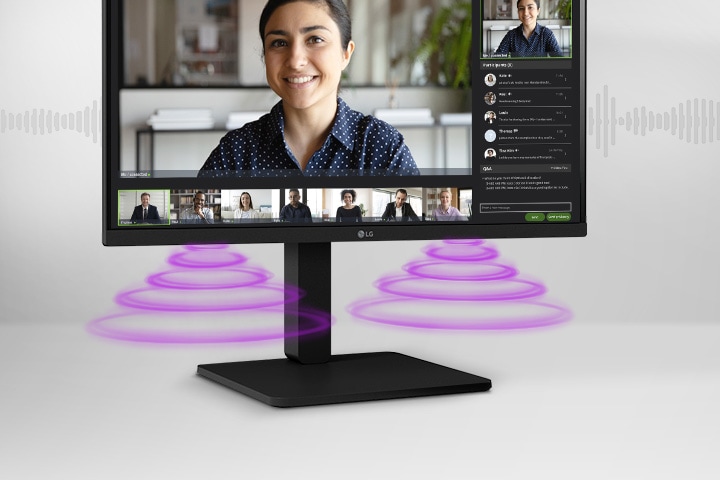 Side view showing video conference scene on the monitor.