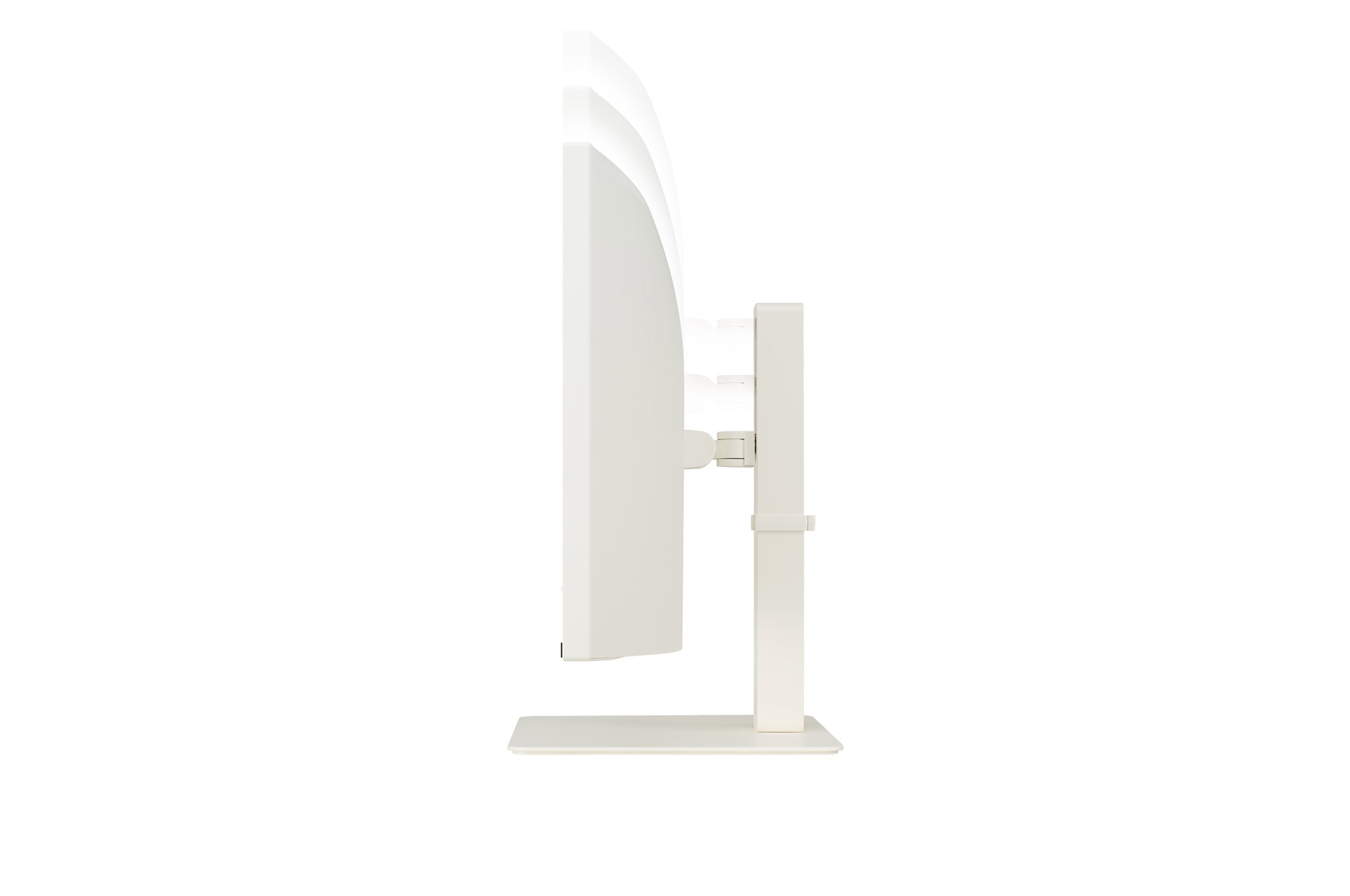 side view of the monitor moving downwards for height adjustment