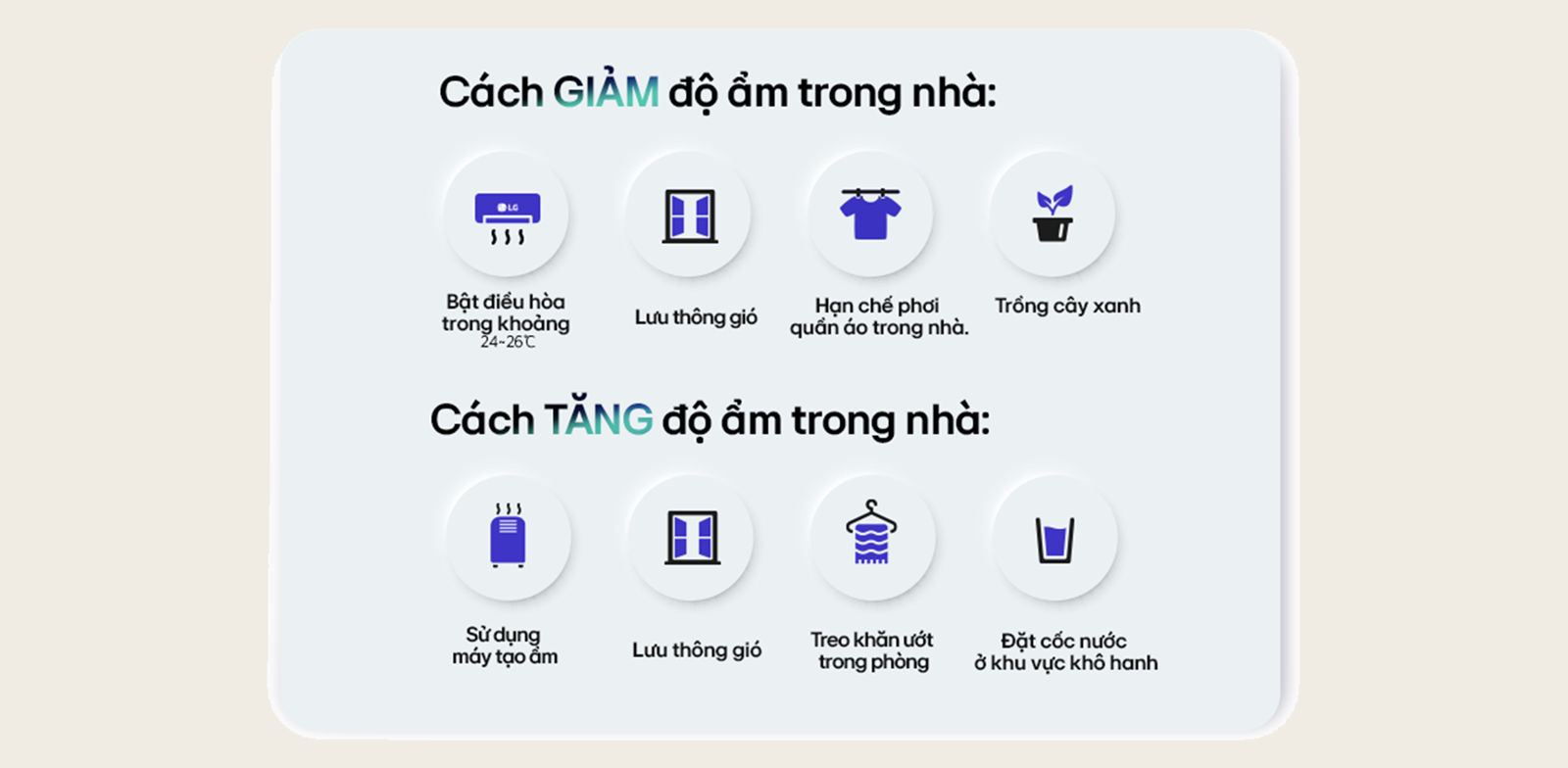 Bảng đề xuất độ ẩm phù hợp vào mùa đông.