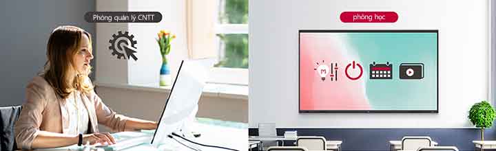 Người quản lý CNTT có thể điều khiển từ xa các thiết bị trong phòng học như bật/tắt nguồn, lên lịch và điều chỉnh độ sáng màn hình.