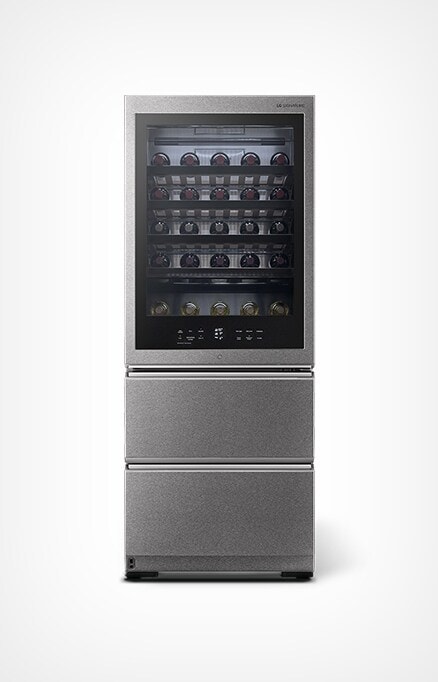 A head-on shot of the LG SIGNATURE Wine Cellar against a white background.