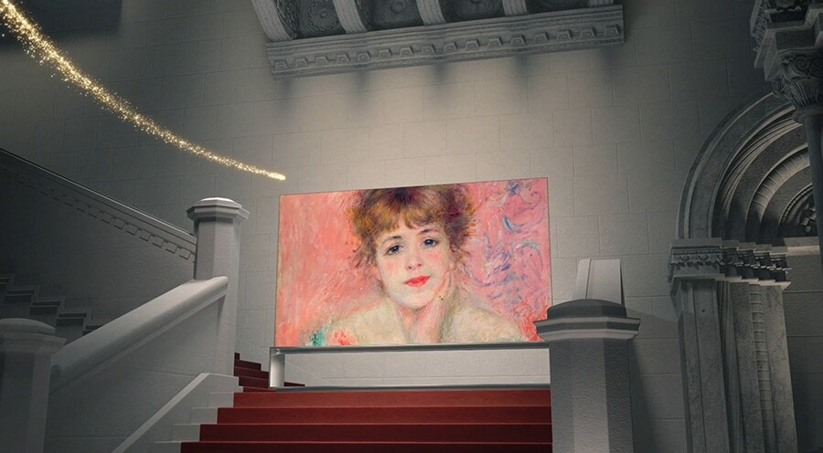 The portrait of Jeanne Samary Pierre-Auguste Renoir is displayed on the LG SIGNATURE OLED 8K.
