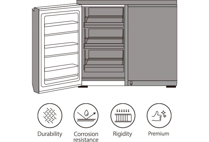 Image showing that the 304 stainless steel is used inside and out for LG SIGNATURE Refrigerator