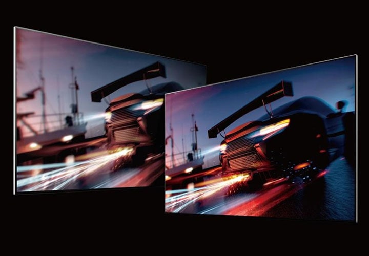 Monitor gamer LG de baixo custo exibe uma comparação entre HDR e SDR, destacando a experiência imersiva de jogo e os amplos ângulos de visualização.