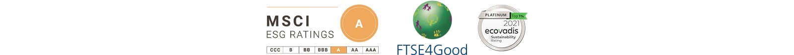 Logotipo MSCI ESG, logotipo FTSE4Good, logotipo 2020 Eco Vadis