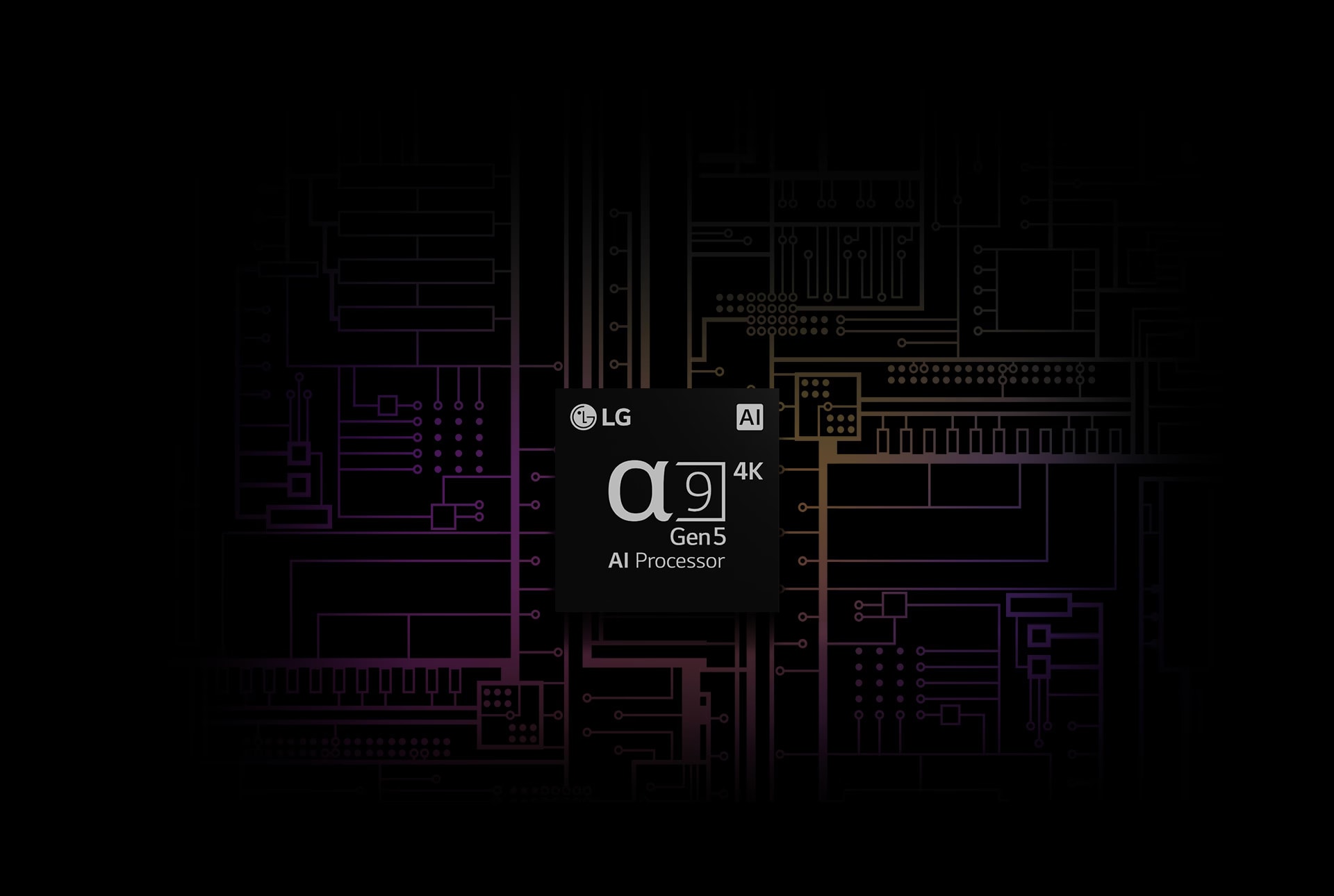 Une image du processeur IA a9 de 5e génération 4K a un fond noir et blanc qui se transforme en couleur.