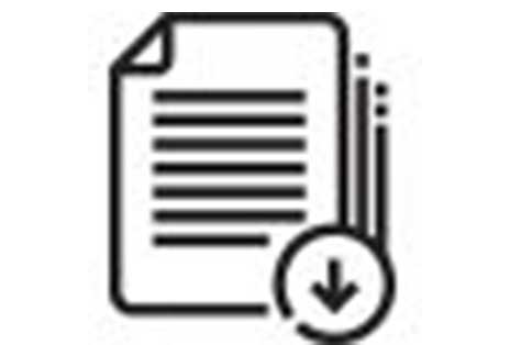 Documents with a black outline are neatly overwrapped, featuring a circular shape with a downward-pointing arrow at the bottom right corner.	