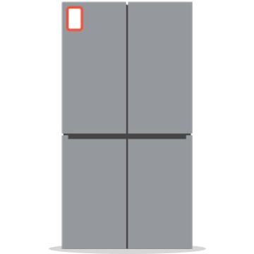 It shows the refrigerator and its QR code sticker location.