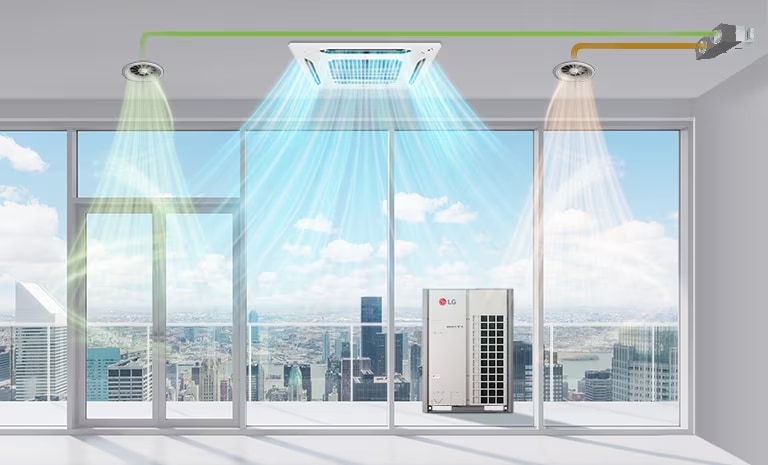 Image of an energy-saving and efficient ventilation system in a building.