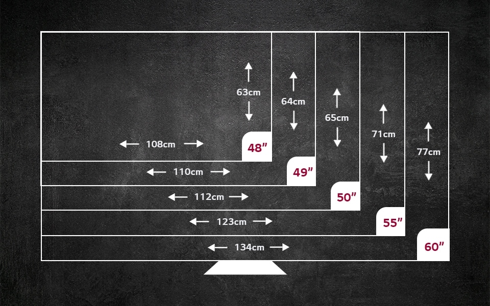 40 Inch TV Dimensions: Length And Height In Cm And Inches - Blue