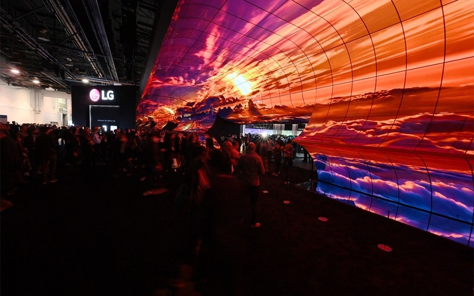 Stunning warm sunset tones on a massive OLED TV installation