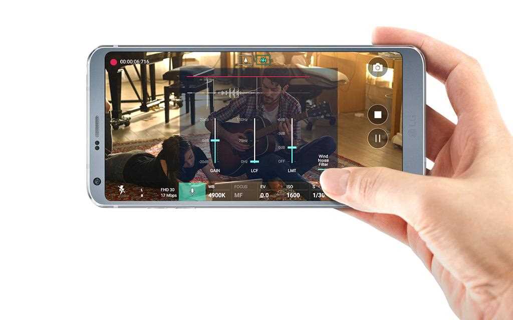 An image of lg g6 smartphone camera showing hi-fi video recording feature