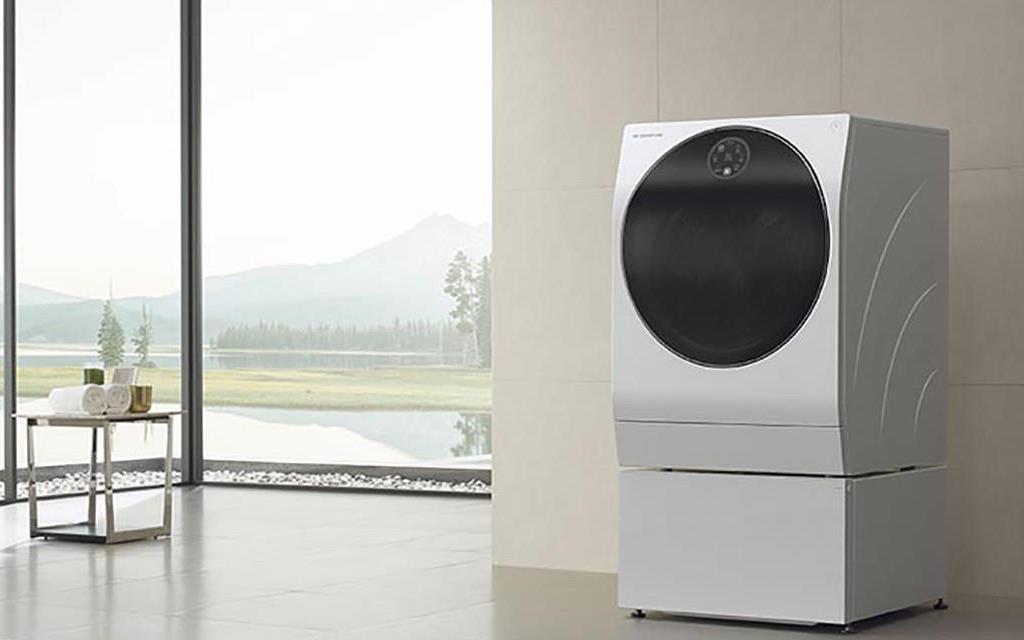 A image of lg signature twin wash washing machine in a living room