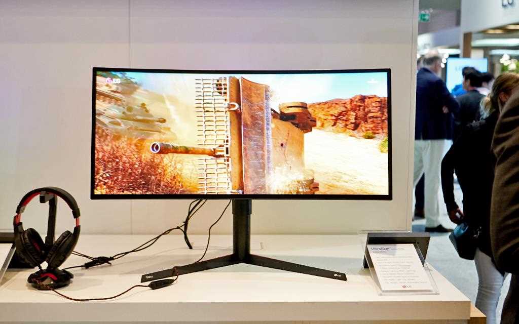 IFA 2018: A close up of the 34GK950G 34" UltraWide Curved Gaming Monitor, on show at LG's exhibition