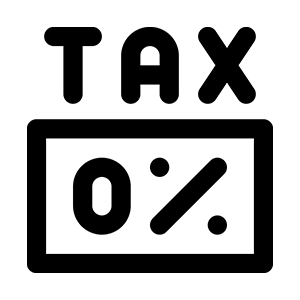 word tax written on top of a 0% icon in a box