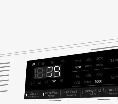 This is an enlarged image of the washing machine panel so that the display can be clearly seen.