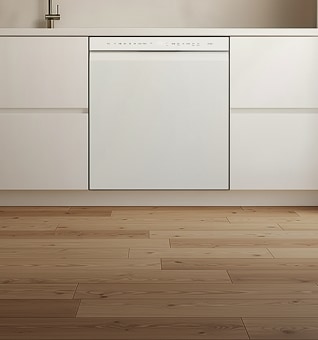 Dishwasher built into kitchen cabinetry
