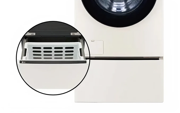 Height boost storage box installed under a washer