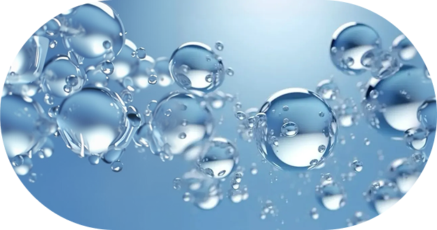 Water bubbles floating in clear blue water