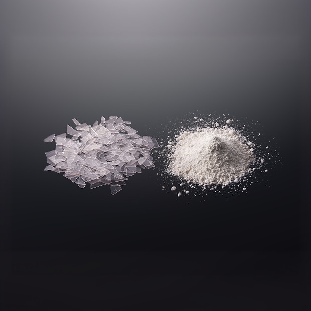 An image introducing LG's 'PuroTec™' technology, showing samples of antimicrobial glass powder in white, brown, light blue