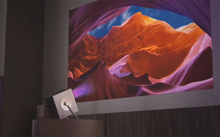 A stunning view of the Grand Canyon projected into the living room with an LG 4K projector.