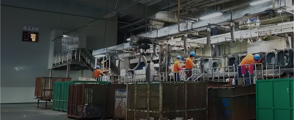 LG Chilseo Recycling Center. LG officials are dismantling waste home appliances.