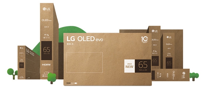 LG OLED evo packages made of recyclable substances