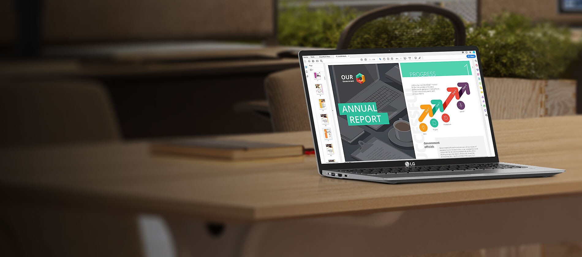 15Z90N az asztalra van helyezve és megtekintheti az eszköz kulcsfontosságú tulajdonságait