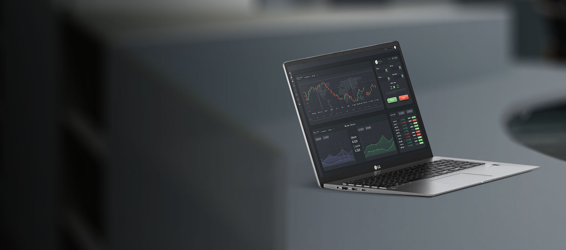 17Z90N az asztalra van helyezve és megtekintheti az eszköz kulcsfontosságú tulajdonságait