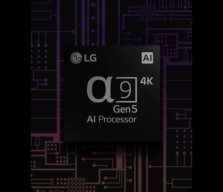 Une image du processeur IA a9 de 5e génération 4K a un fond noir et blanc qui se transforme en couleur.