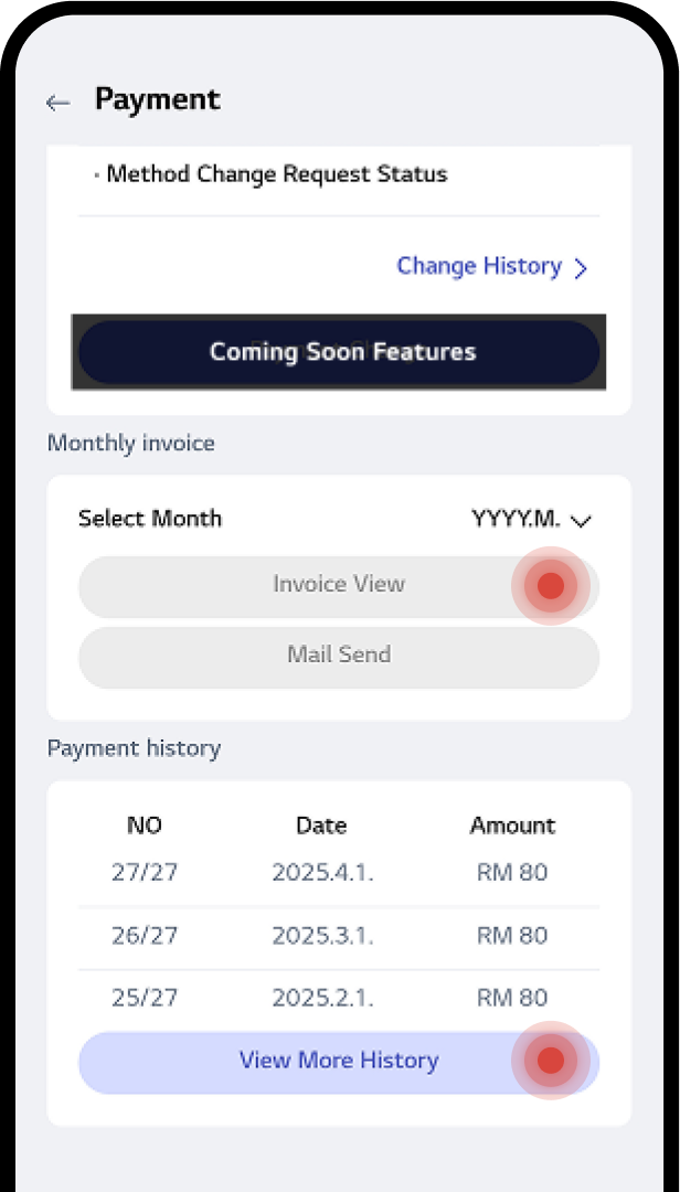 Mobile screen showing step to check payment info