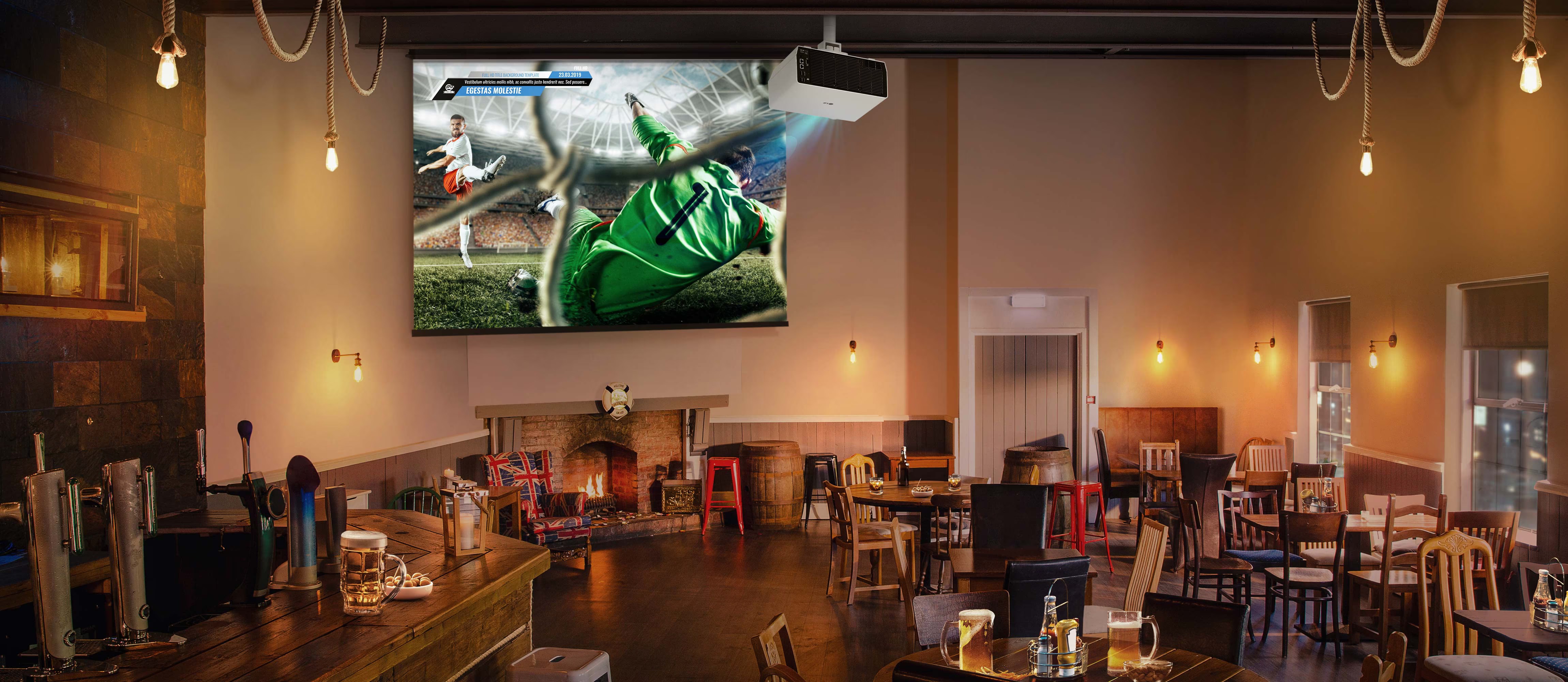 BU50N is intalled on the ceiling in large Pub