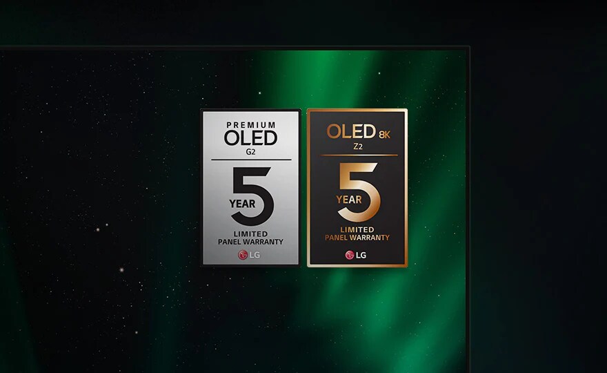 W celu zapewnienia najwyższej jakości telewizory LG OLED Z2 i G2 są objęte 5-letnią gwarancją na panel*.