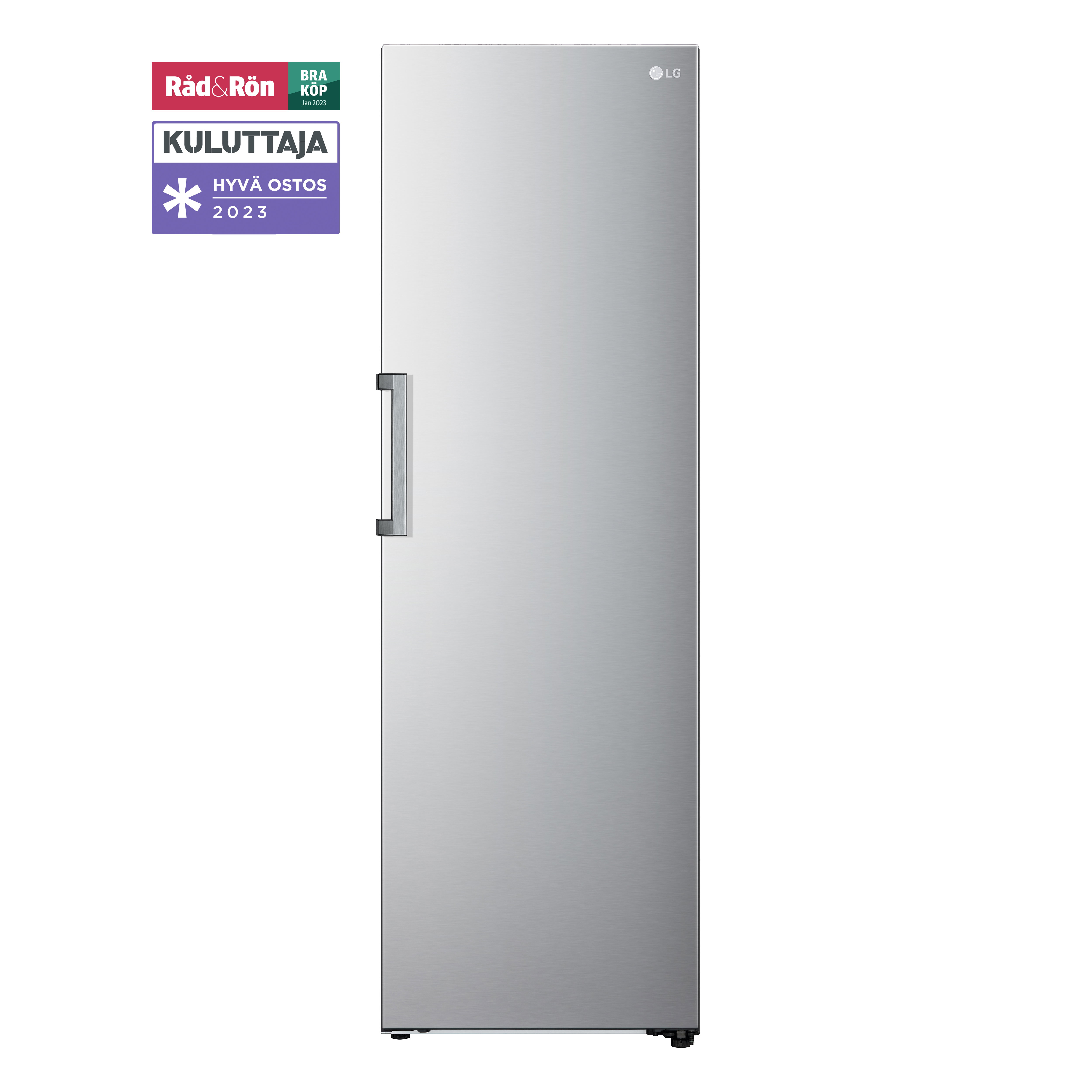 Vy framifrån av 386L Fristående kylskåp (Shiny Steel) - Energiklass E, Door Cooling™, LINEARCooling™, Moist Balance Crisper™, GLT51PZGSZ