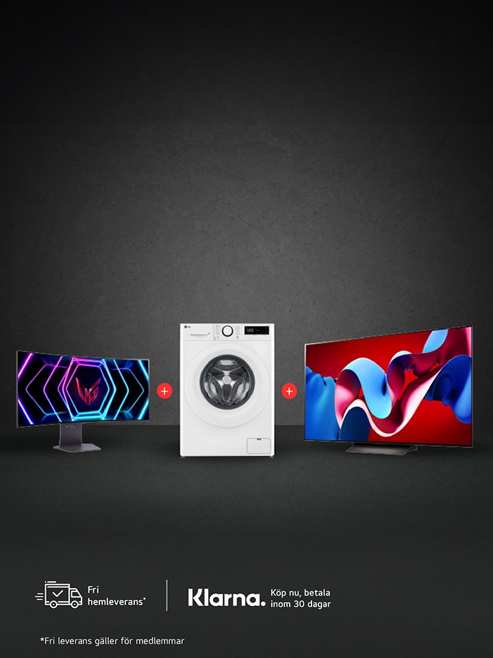 LG:s bästa paketerbjudande med en gamingskärm, tvättmaskin och OLED-TV. Köp LG-produkter tillsammans och spara!