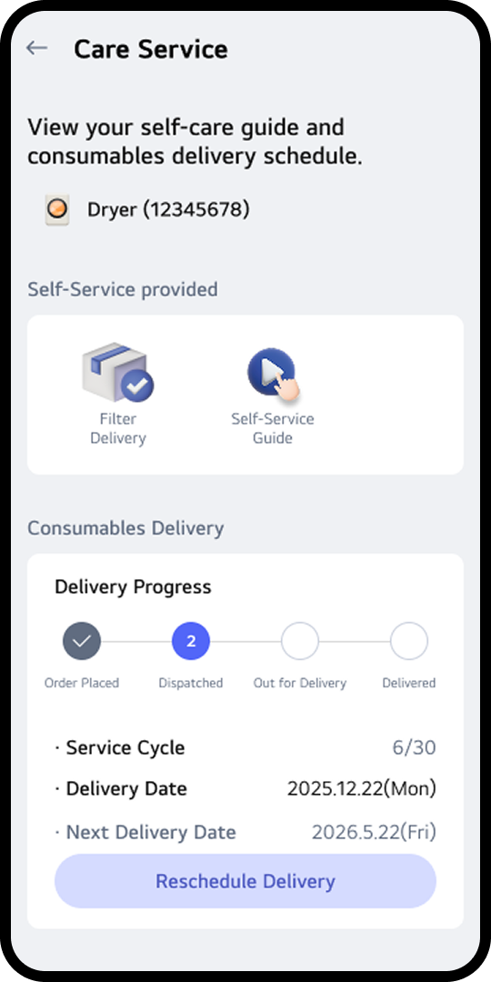 Mobile screen showing step to track your delivery